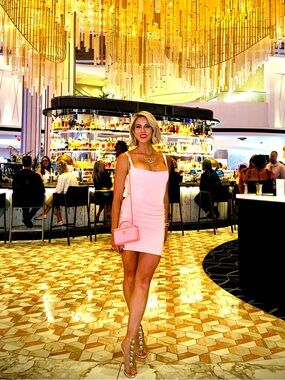 REVOLVE Blush Pink Mini Dress with Slim Straps
